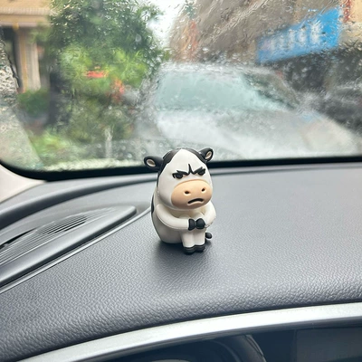 cow office desk decoration, Car ornaments - sitting1-grass-cow-figurinewith-adhesive
