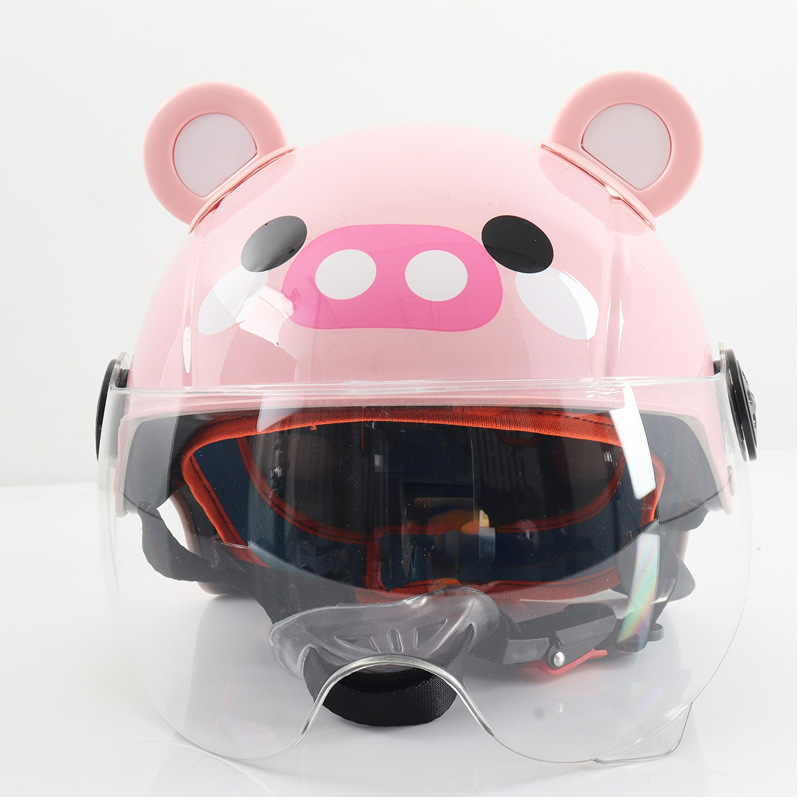 電動自転車用子供用ヘルメット、漫画風のかわいいハーフヘルメット、クマの子供用、学生用、赤ちゃん用安全ヘルメット、サイクリング用|undefined