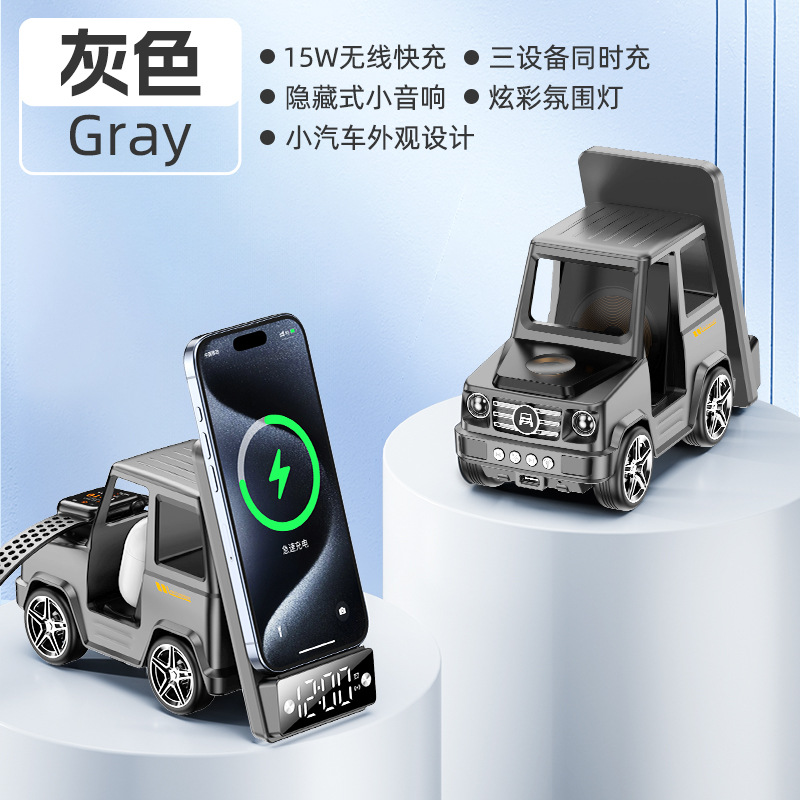 Nuevo dispositivo eléctrico inalámbrico tres en uno transfronterizo de 15W carga rápida adecuado para el soporte de carga del reloj de los auriculares del teléfono móvil de Apple