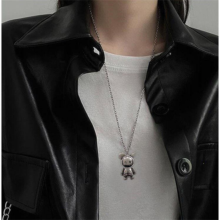 Collier pendentif petit monstre en acier inoxydable unisexe_voghion.com
