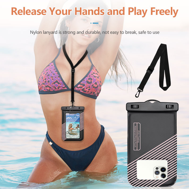 Cross-Border Popular Large Size 7.9inch Sponge Floating Waterproof and Rainproof Bag for Swimming, Rafting and Skiing Mobile Phones