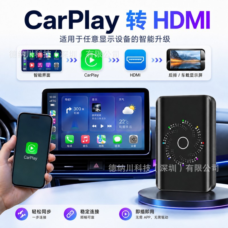 Cross-Border In-Car Wired-To-Wireless Carplay Box 4-in-1 Converter to Android System 14 Android Auto Box