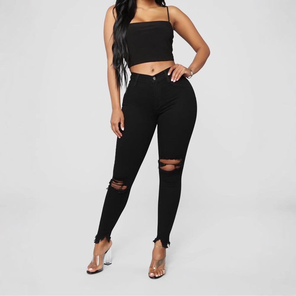 Pantalones rasgados de color sólido de verano para mujer europeos y americanos de eBay AliExpress Wish