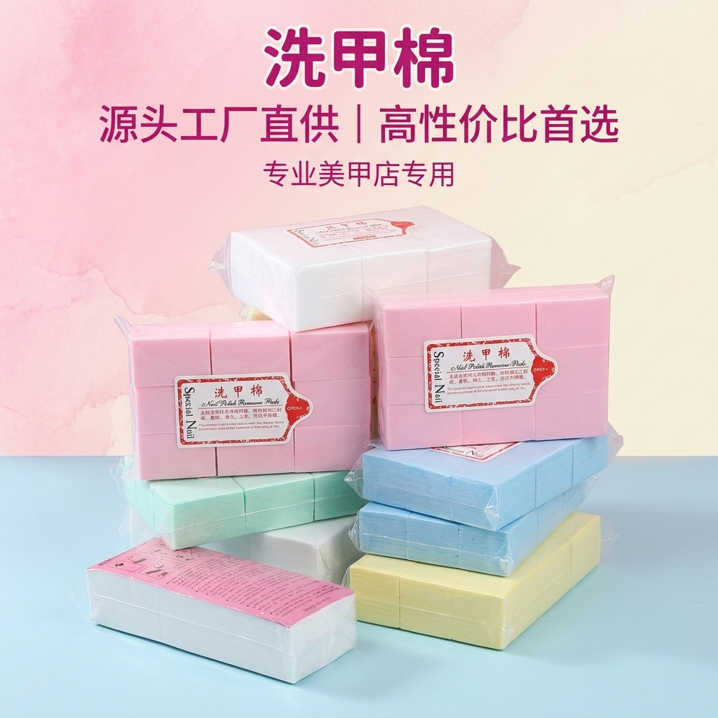 美甲卸甲棉硬质洗甲不掉絮棉片指甲清洁片卸甲水擦洗棉片定制批发