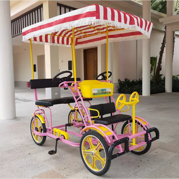 Tandem bike, fuchsia additional seat