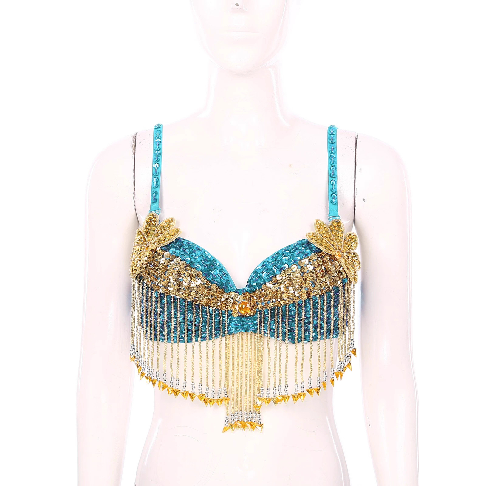 Belly Dance Bra Stage Performance Clothing Sequined Tassel Bra Sequined Tassel Dance Clothing Halloween Nightclub Performance Clothing