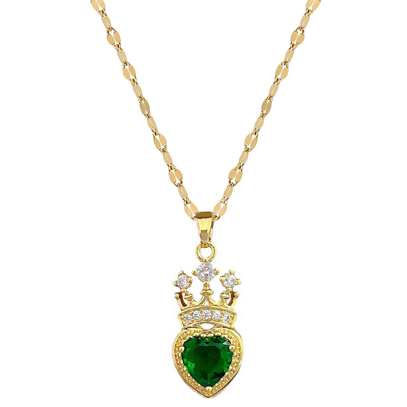 Luxurious Full Diamond Crown Necklace For Women Titanium Jewellery_voghion.com