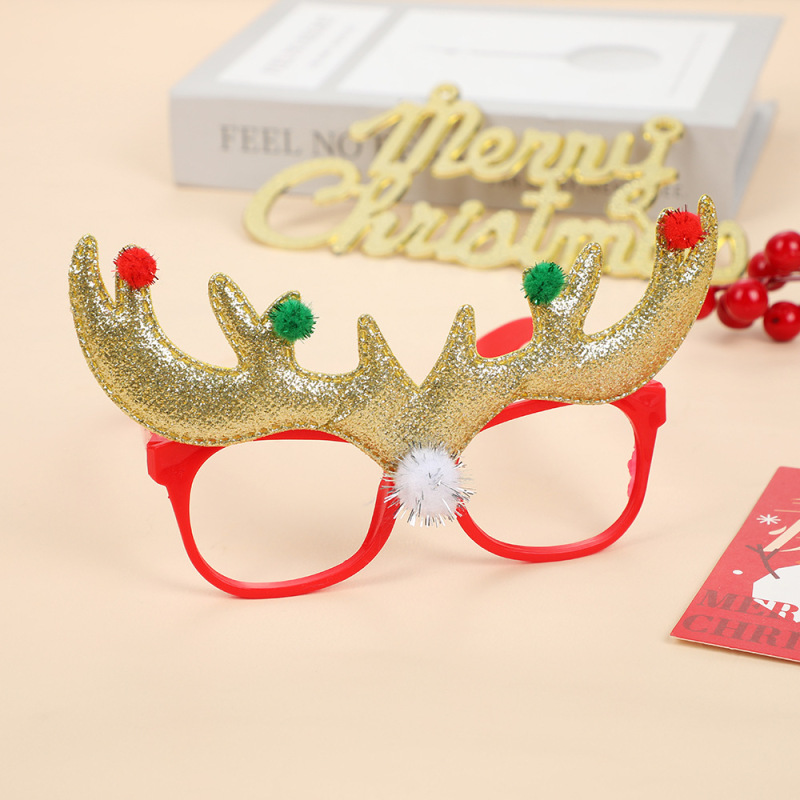クリスマスクリエイティブ鹿の角メガネフレーム クリスマスパーティー装飾 クリスマス小道具 ホリデー用品 パーティーメガネフレーム|undefined