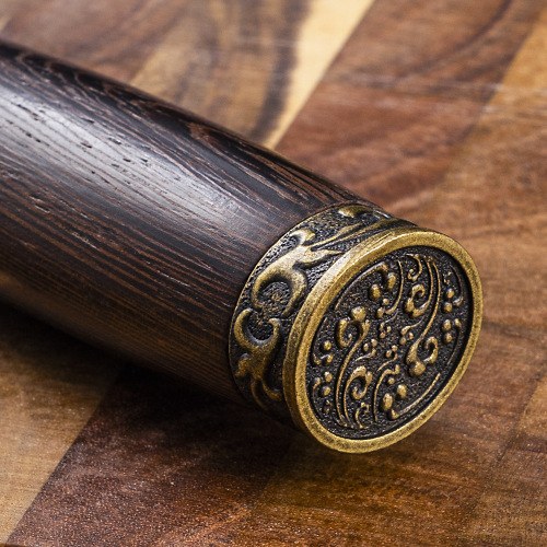 Two-piece Kitchen Slicing Knife in Chicken Wing Wood, Vintage Design – Household Chopping & Butchering Knife with Stainless Steel Forged Blade