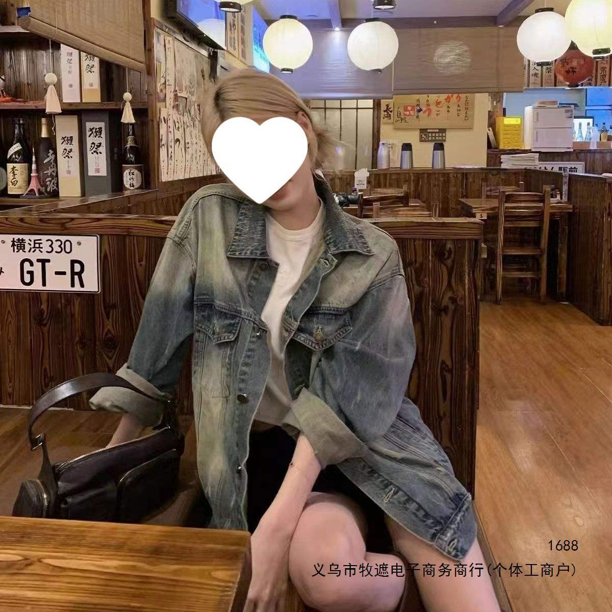 ins韩系男友风做旧磨破牛仔外套女春薄款宽松显瘦韩系慵懒风上衣