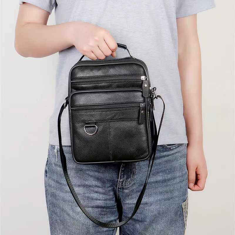 Bolso de hombre de cuero de nuevo estilo, bolso de mensajero de calidad, bolso casual de alta gama, mochila de cuero suave, bolso de hombro de piel de vaca de primera capa, bolso