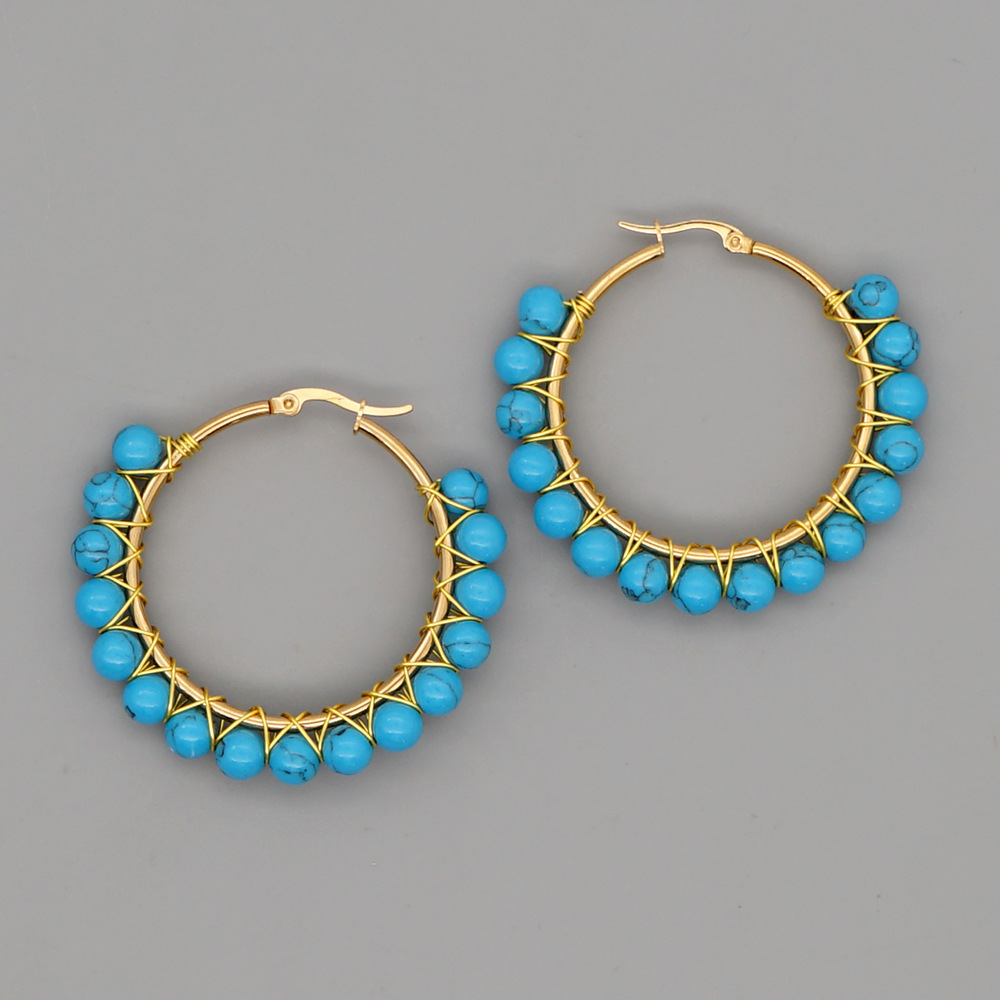simple exaggerated ethnic gem large hoop earringspicture13