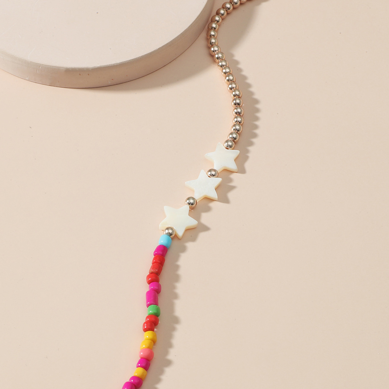 European and American New Popular Womenu0027s Acrylic Stars Stitching Color Bead Anklet Ins Style Tr