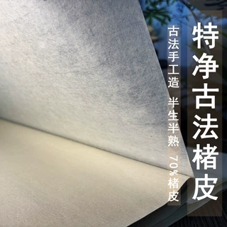 特净古法楮皮纸大师级蝉翼仿古半生半熟书法小写意参展宣纸