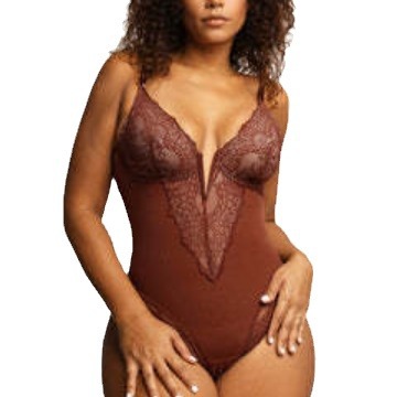 Cross-border European and American lace hollowed out bodysuit sexy corset underwear women's belly lift hips plus size shapewear