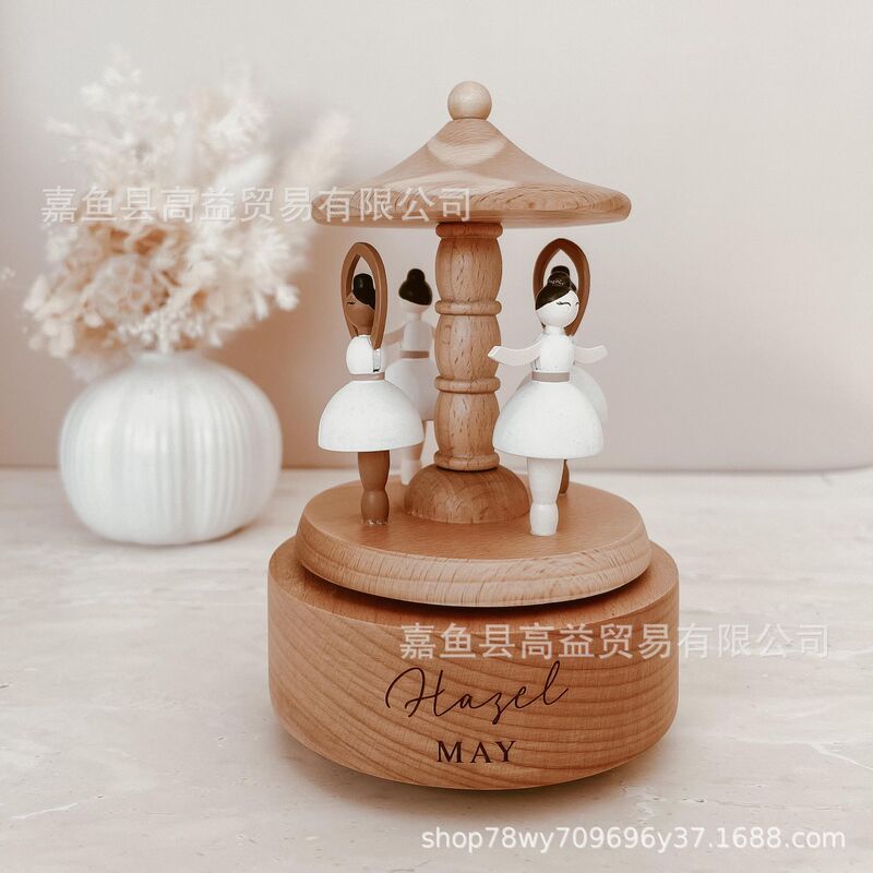 Music Box Wooden Creative Music Box Carousel Girl Dancing Ballet Home Decoration Crafts Birthday Gift