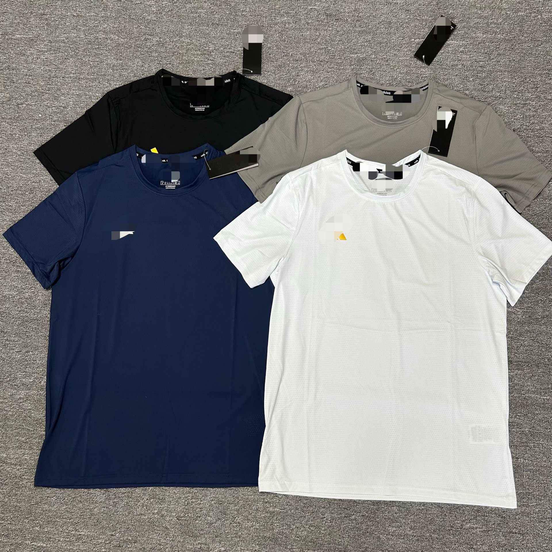 Brand ready-to-ship quick-dry shirt, ice silk elastic breathable perforated round-neck fitness running casual top, short-sleeve t-shirt, new model