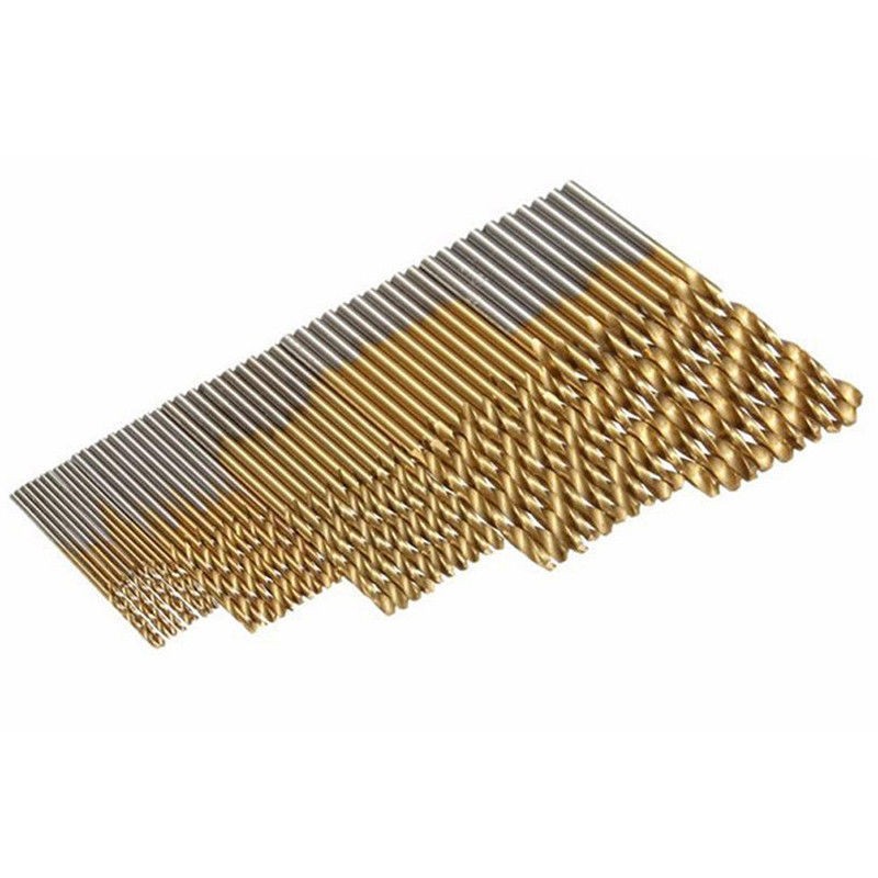 50件套镀钛麻花钻电钻木工开孔钻头1-3mm组套高速钢直柄麻花钻头