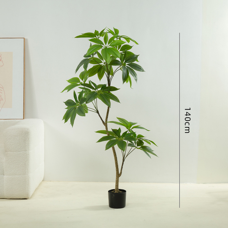 Babi-Jifeng Simulación Planta verde Árbol de la fortuna Planta de árbol falso de lujo ligero de alta gama Planta en maceta Decoración de piso grande de interior