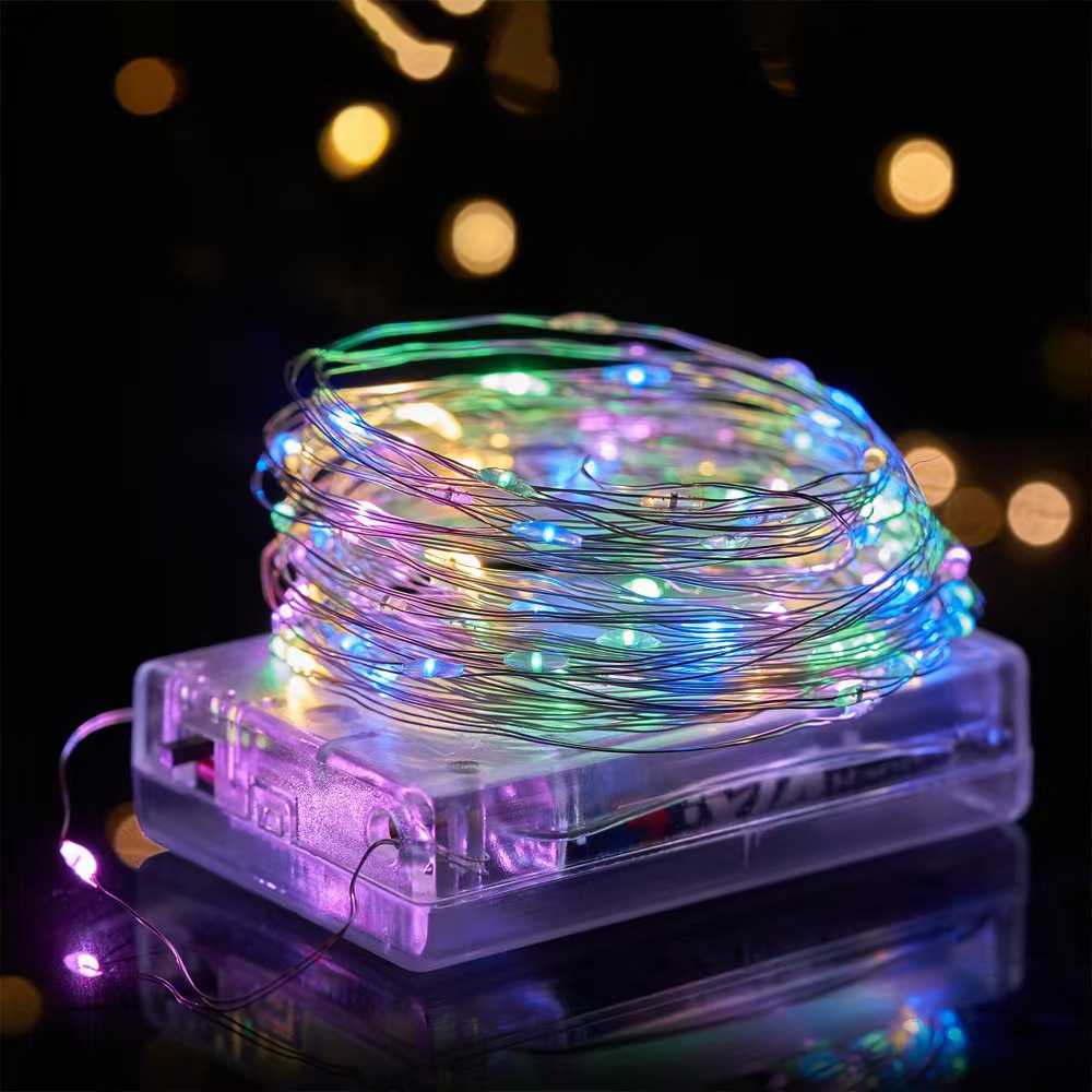 Romántico día de San Valentín decoración de lámparas de alambre de bronce festivales diseño de la habitación de bodas fabricantes de lámparas de alambre de bronce al por mayor cadena de lámparas de color