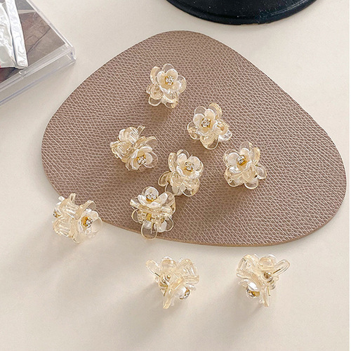 Transparent small number claw hairpin with elegant floral bangs, cute mini side bang hairpin, exquisite hair accessories wholesale