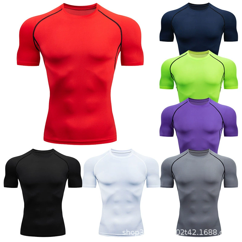 Одежда для фитнеса, мужское оборудование для бега, быстросохнущая баскетбольная тренировочная комната, облегающая спортивная быстросохнущая одежда с длинными и короткими рукавами, мужская трансграничная одежда