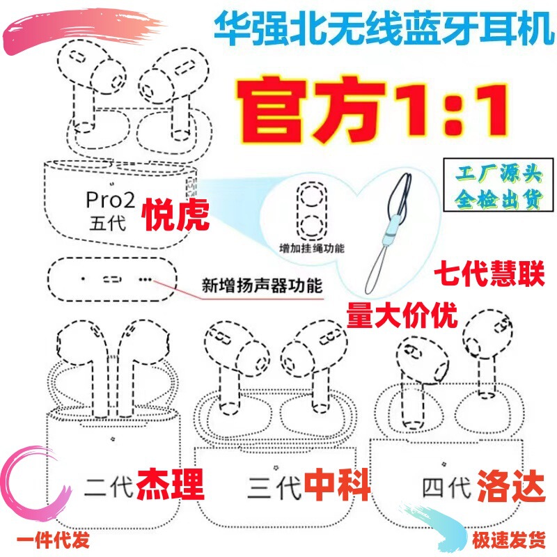 Huaqiang North C Port Wireless Bluetooth Headset Air2345 Generation Jie Li 6973 Generation 5 Pro2 Yuehu Generation 7 Zhongke TWS