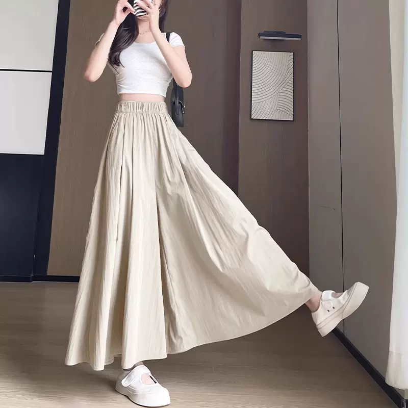 慵懒山本裙裤女夏季薄款2025新款高腰大码胖mm垂感冰丝休闲阔腿裤