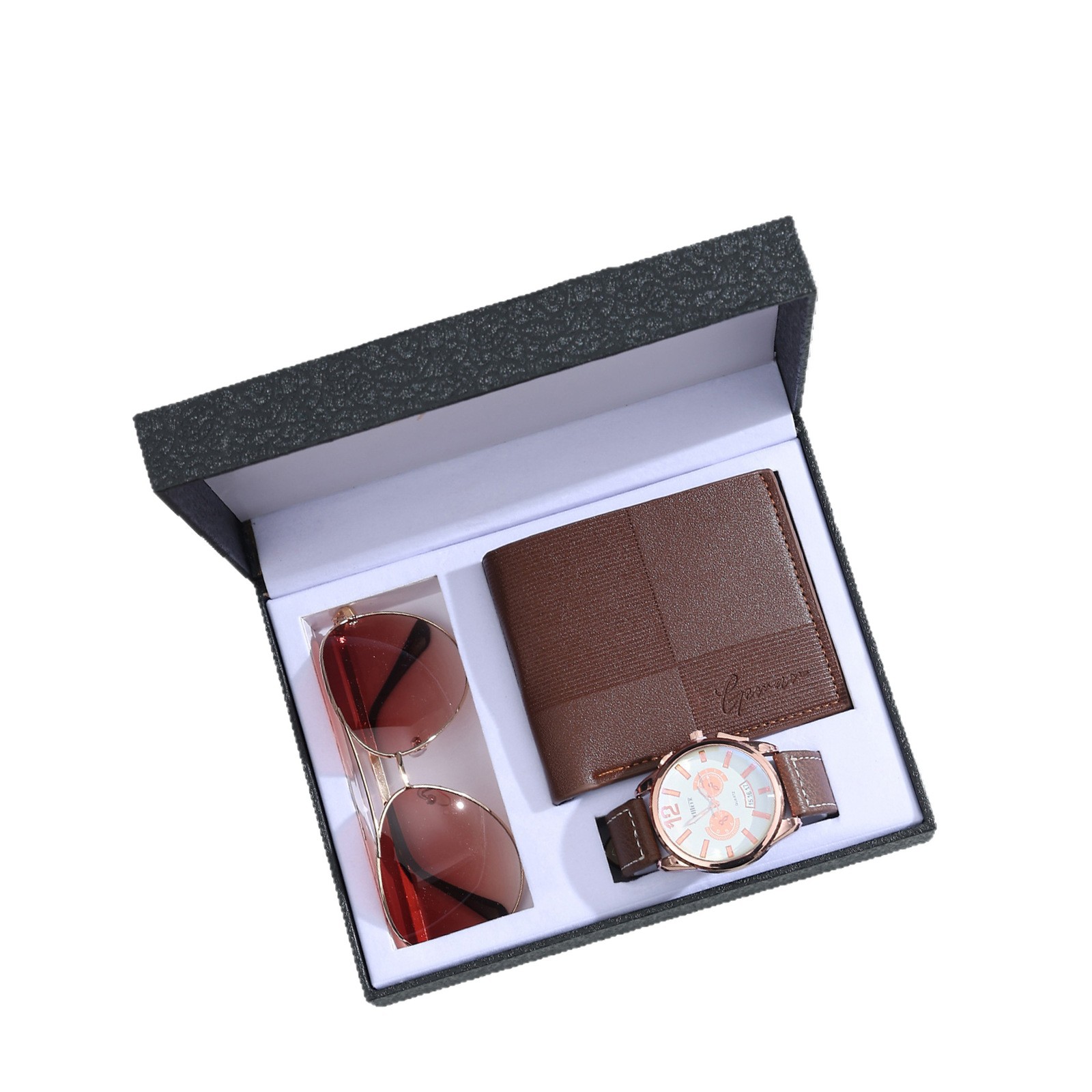 Cross-Border Christmas Gift for Dad Quartz Watch Wallet Glasses Set Valentine's Day Business Souvenir Men's Gift 5