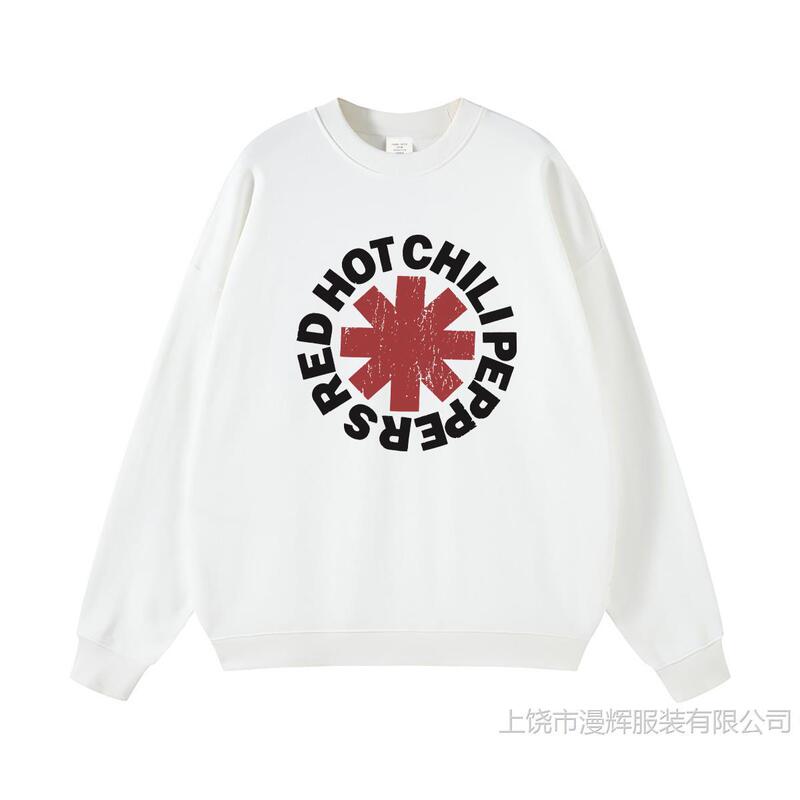 Red Hot Chili Rock Band American Street Gun Flower Nirvana Hip Hop Men's and Women's Black Grey White Hooded Crewneck Sweatshirt Red Hot Chili Rock Band American Street Gun Flower Nirvana Hip Hop Men's and Women's Black Grey White Hooded Crewneck Sweatshirt