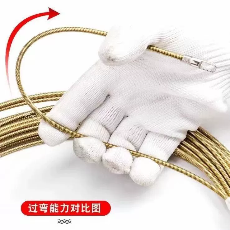 Wire threader, pure steel spring cable, flexible electrician puller, lengths 5–100 m