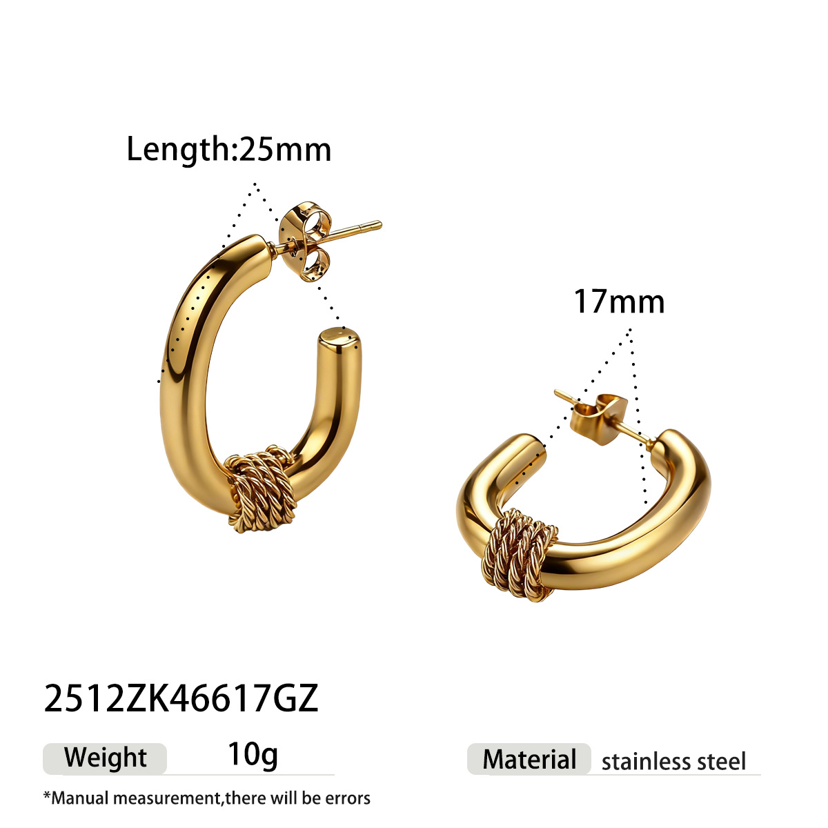 Alta Europa y los Estados Unidos transfronterizos acero inoxidable chapado 18K oro real aretes geométricos ligeros de lujo de alto nivel nicho auriculares al por mayor