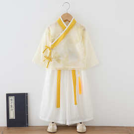 汉服男童春秋套装新款古风帅气儿童中式国学服男孩长袖两件套