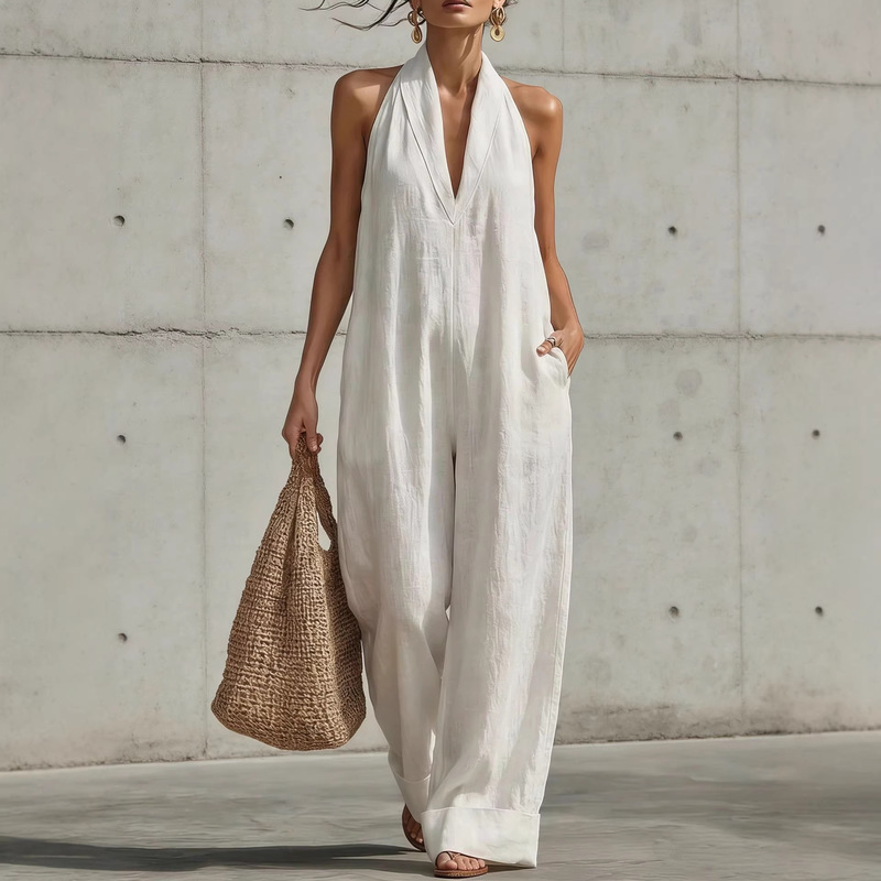 2026 Amazon European and American cross-border spring/summer new collection: simple and elegant sleeveless casual jumpsuit for women, available in stock 2026 Amazon European and American cross-border spring/summer new collection: simple and elegant sleeveless casual jumpsuit for women, available in stock