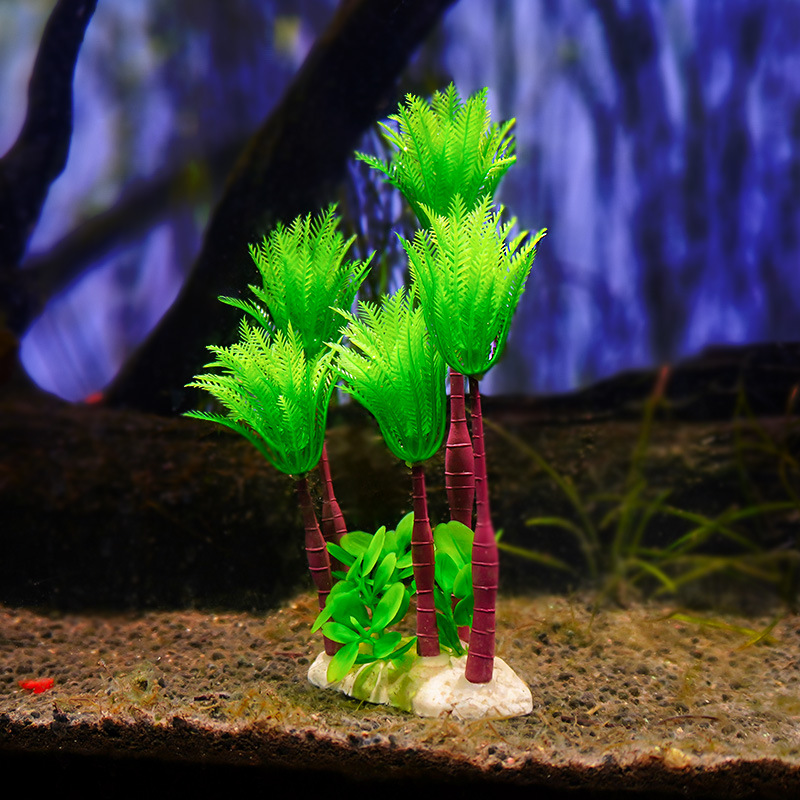 Simulación de árbol de coco Simulación de plantas acuáticas Spot Pecera al por mayor Escenografía Acuario Decoración Hotel Bienes raíces Sand Suministros