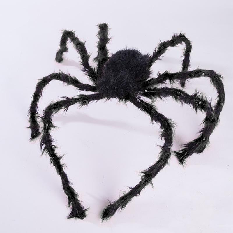 Decoración de Halloween luminosa araña escenario al aire libre decoración de casa embrujada peluche araña props de Halloween