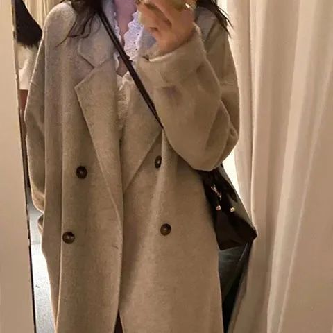 感毛呢外套女2025秋冬新款显瘦气质韩系小个子赫本风加厚呢子大衣|undefined