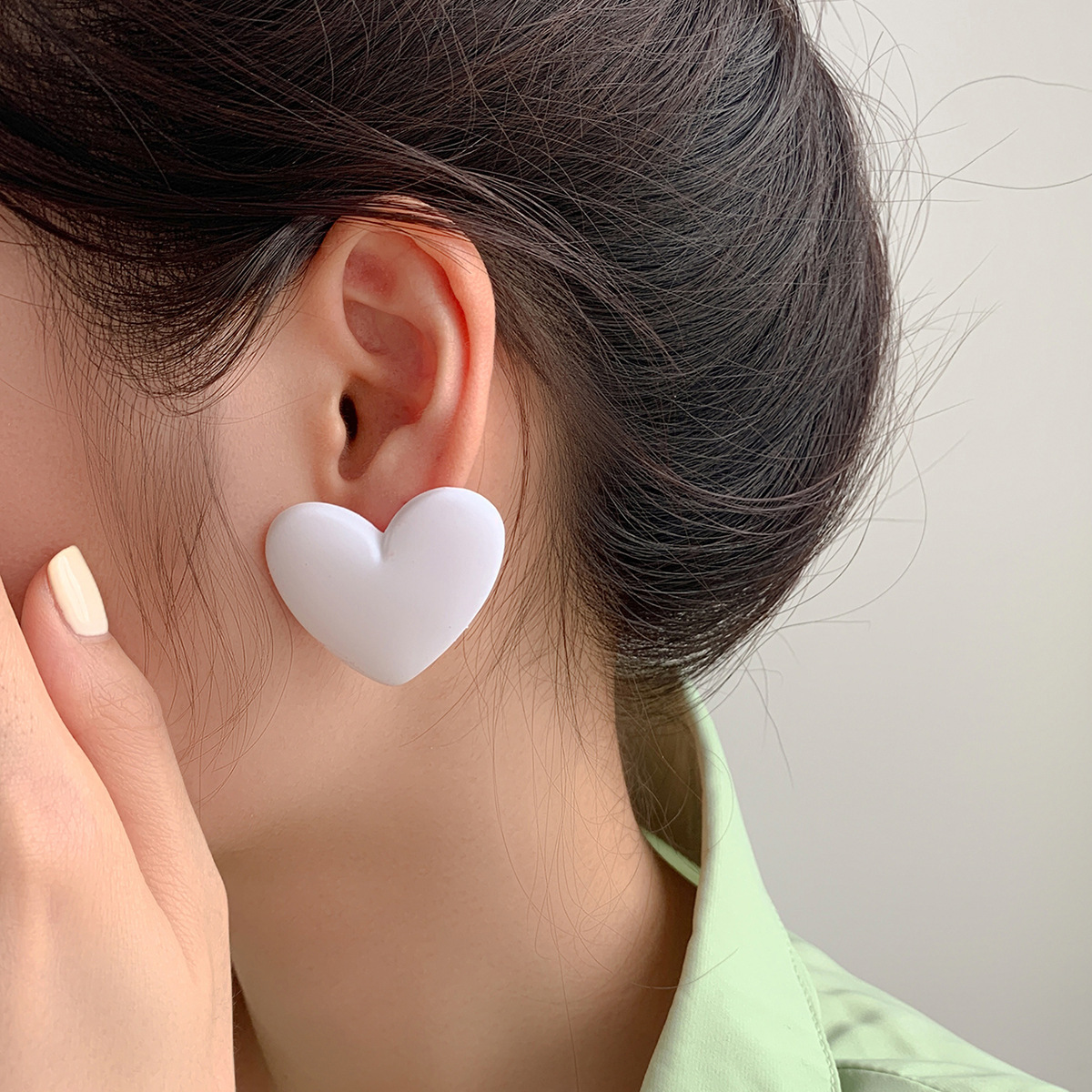 Hoop Earrings, Ear Studs Classification 1 Pair Quantity 1 Pair Fashion Geometric Heart Shape Arylic Hoop Earrings Ear Studs