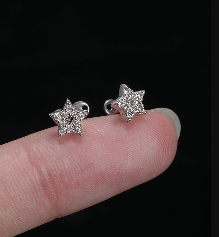 Geometric 316L Stainless Steel Dermal Anchor Piercing Jewelry with Cubic Zirconia - Exaggerated Buried Nail for Women detail image 12