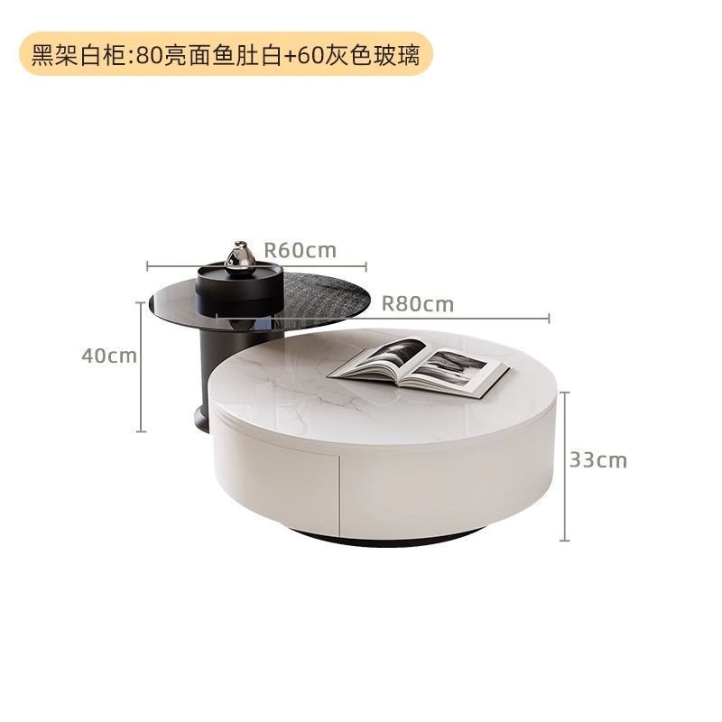 2025m 흰색 캐비닛: 생선 배 흰색 광택 표면 80+60 회색 측면 테이블