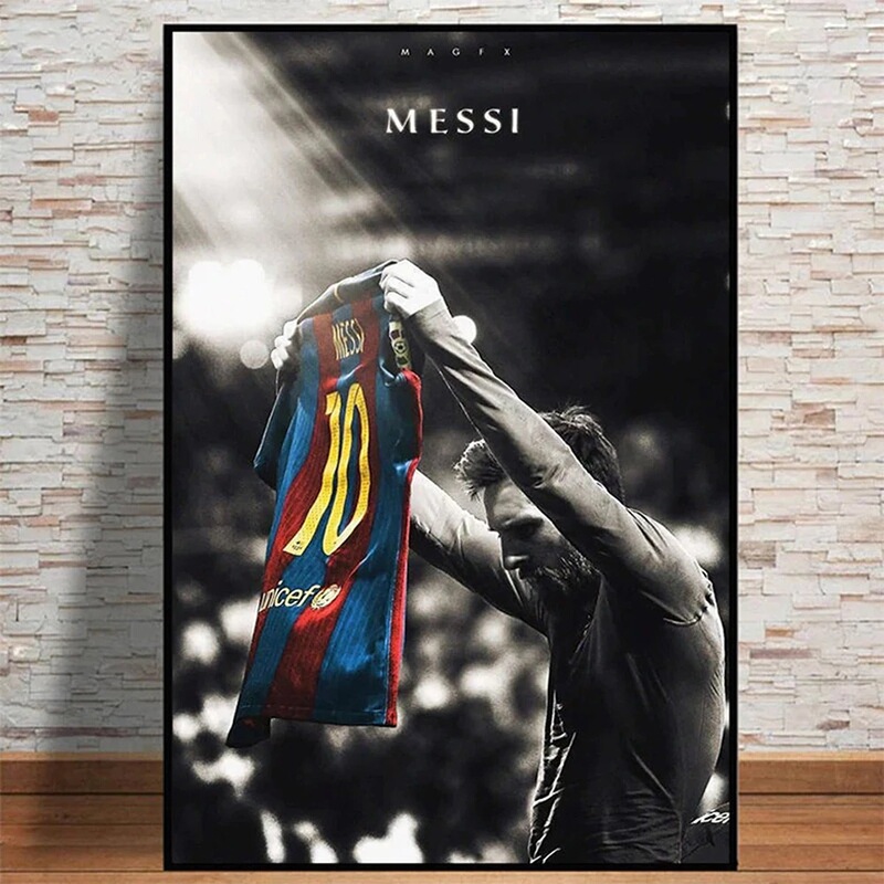 High-definition simple single modern black and white No. 10 Jersey portrait decorative painting background wall mural living room hanging painting