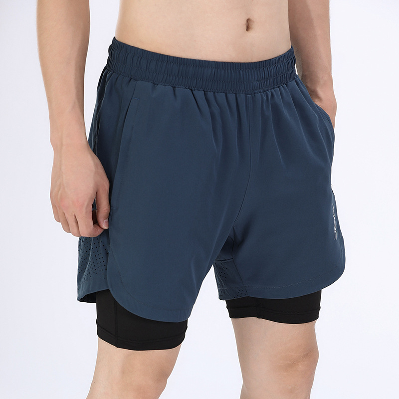 2022 nuevos pantalones cortos deportivos para hombres que corren quinto pantalones de entrenamiento de secado rápido fitness pantalones cortos deportivos falsos de dos piezas para hombres