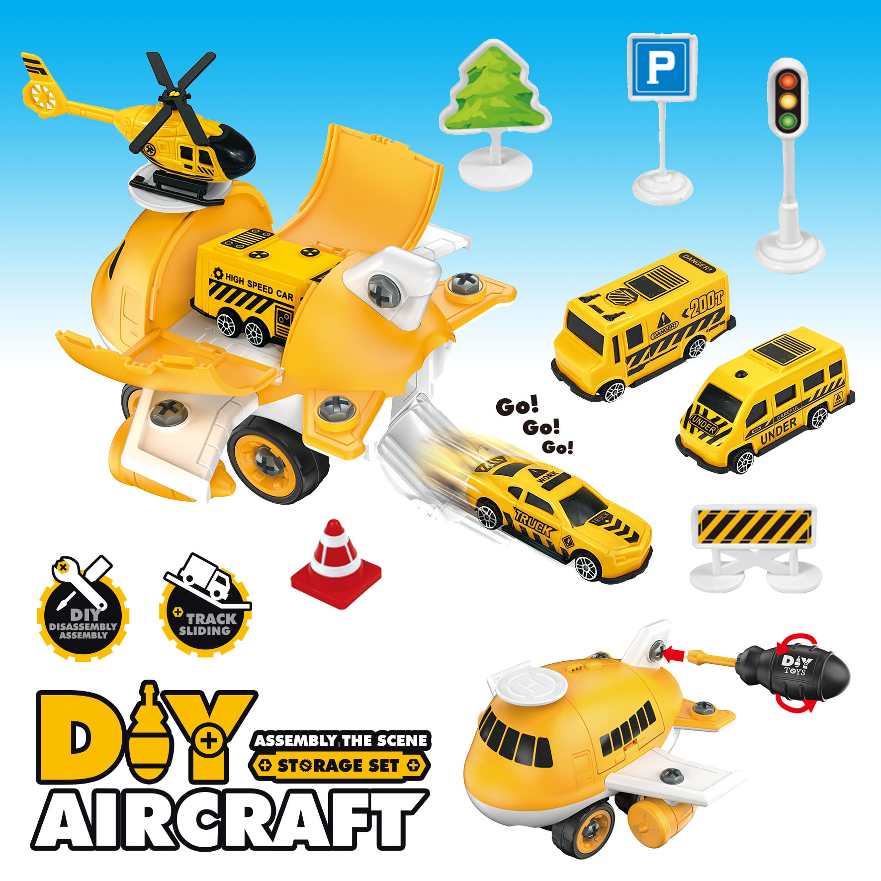 Nuevos productos de venta en caliente transfronteriza almacenar aviones puzzle juguetes DIY coche de montaje para niños sitio de construcción escenario coche de aleación image 1