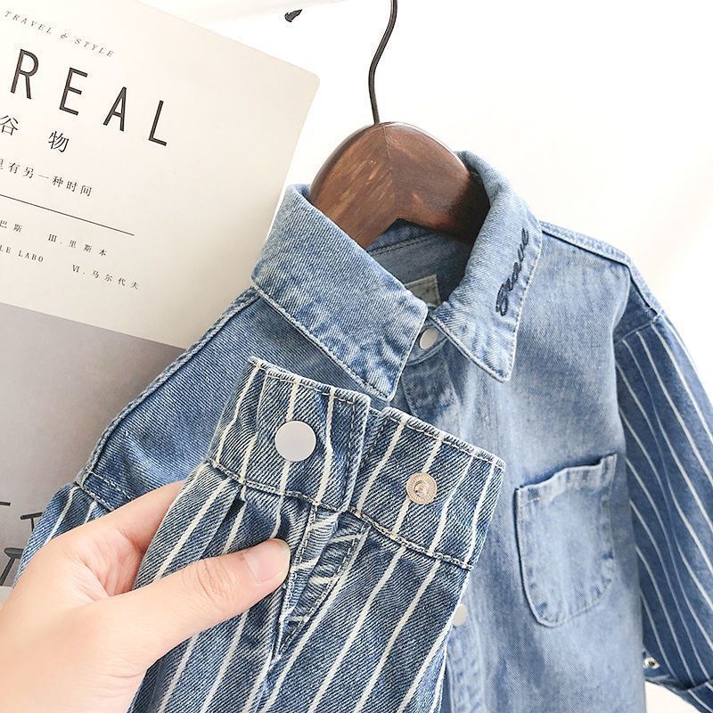 Niños nuevos chaquetas primavera y otoño bebés camisas de manga larga chaqueta vaquerina camisa casual suelta base de moda