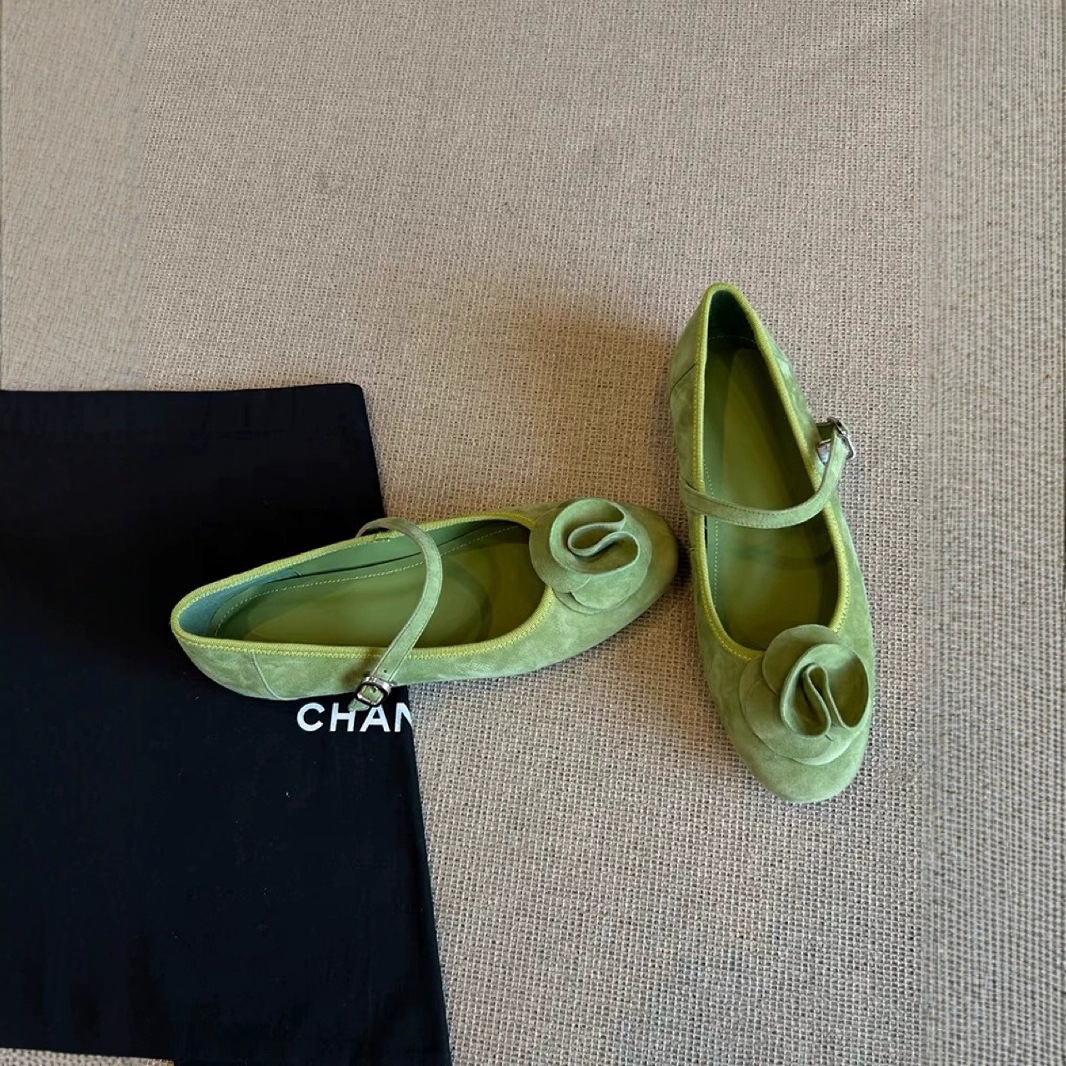 Sheep Pattern Version ~ French Temperament Flower Round Head Ballet Shoes Women's Retro Soft Leather Shoe with Shallow Mouth Mary Jane Single Shoes