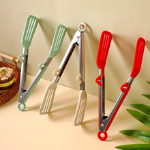 现货9寸12寸硅胶食物夹户外烧烤夹不锈钢牛排夹子硅胶防烫烤肉夹