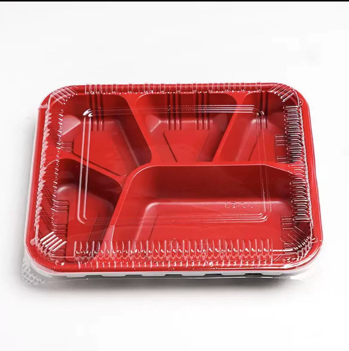 ОдноразоваяLunch box с секциями пластиковая упаковочная коробка черная и красная 3, 4 секций, многосекционная коробка для блюд на вынос, пять секций для еды на вынос