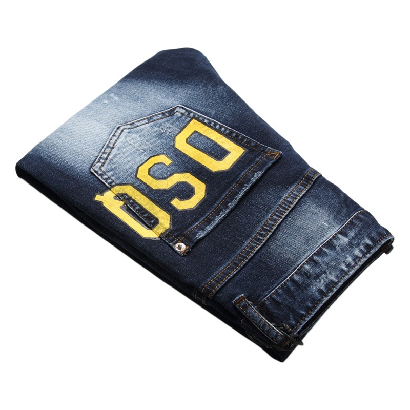 2021 otoño nueva marca de moda impresa Pantalones vaqueros de moda para hombre de moda slim fit skinny pantalones de cintura media Hombres