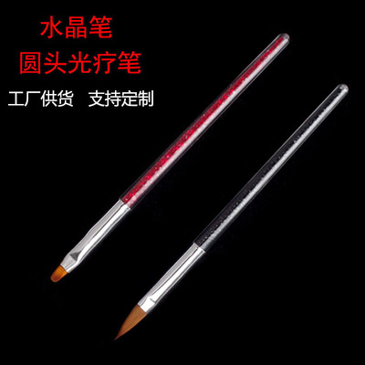 工厂供货美甲笔透明黑钻水晶笔  红钻圆头光疗笔 拉花指甲笔单支|ms