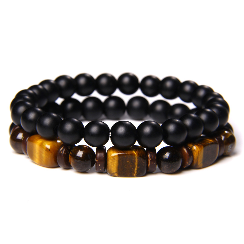 Men's Gender Retro Geometric Tiger Eye Men's Bracelets Men Beaded Bracelets